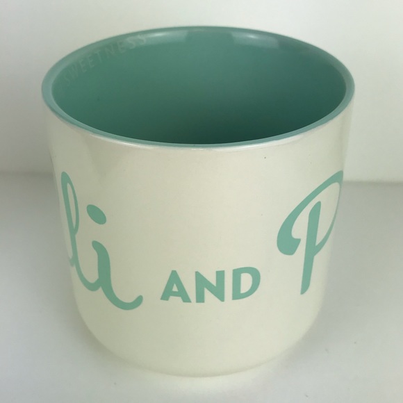 Lolli and Pops Confectionery Brand Ceramic Mug Cursive Store Name Blue W… - Picture 2 of 6